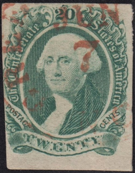 Confederate States #13, Used Red Cancel