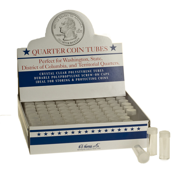 Coin Safe Square Archival Plastic Coin Tubes – Lot Of 25 – Half Dollar Size – Storage T-HAF-944033