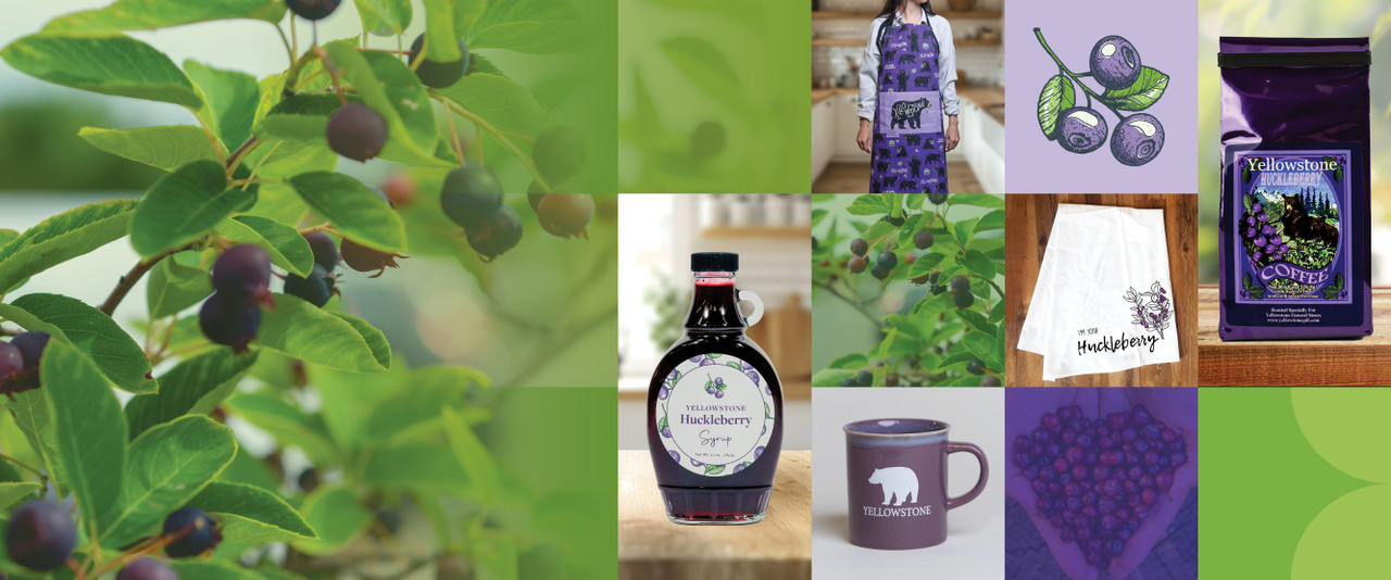 Huckleberry themed gifts and food items