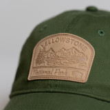 Relaxed Twill Yellowstone Leather Patch Hat Field Green Patch Close Up