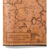 Yellowstone Map Leather Wallet Closeup