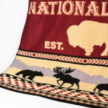 Throw Fleece Buffalo With 4 Animals