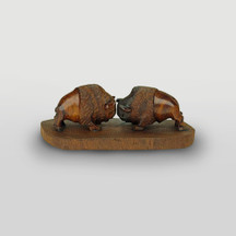 FIGURINE IRONWOOD BUFFALOES FIGHTING