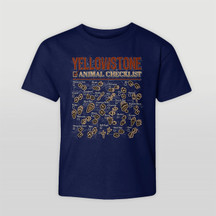 Youth Tee Yellowstone Animal Checklist Navy
