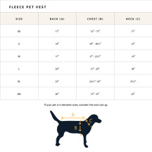 Pendleton Yellowstone Pet Vest Size Chart