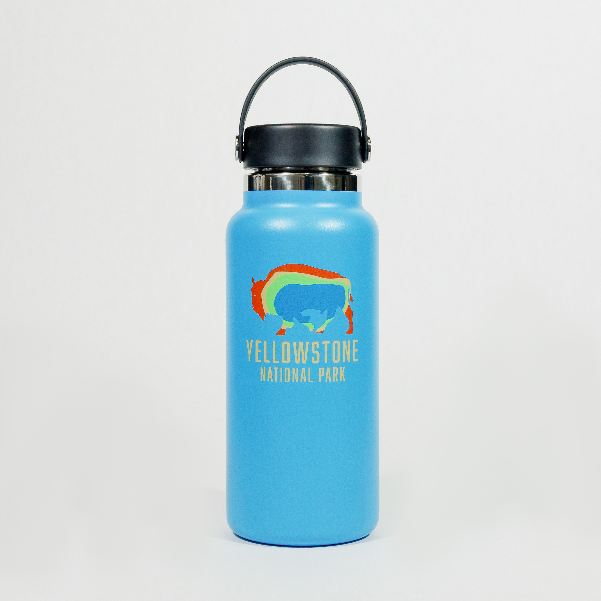 Hydro Flask Yellowstone Bison Wide Mouth 32oz Bottle Pacific Blue