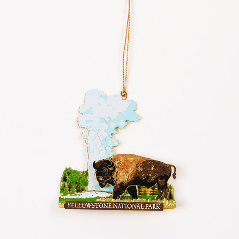 Yellowstone Buffalo Scene Wood Ornament