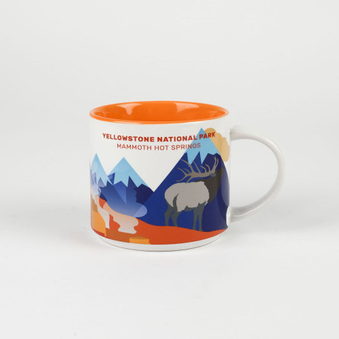 MUG WE ARE HERE ELK MAMMOTH HOT SPRINGS ORANGE