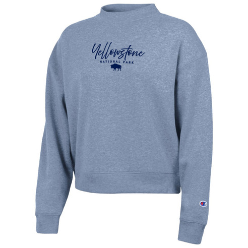 Champion Women's Yellowstone Buffalo Triumph Crew Sweatshirt Wildflower Blue