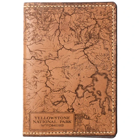 Yellowstone Map Leather Wallet Front