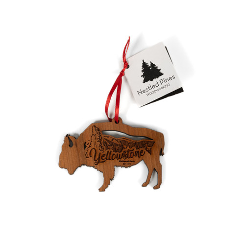 Yellowstone Buffalo Scene Wood Ornament (1)