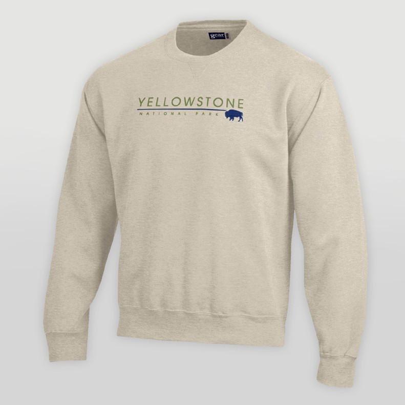 SWEATSHIRT CREW YELLOWSTONE KEYBOARD BISON OATMEAL