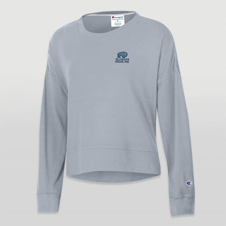 Champion Women'S Sweatshirt Crew Sueded Touch Bison Silver