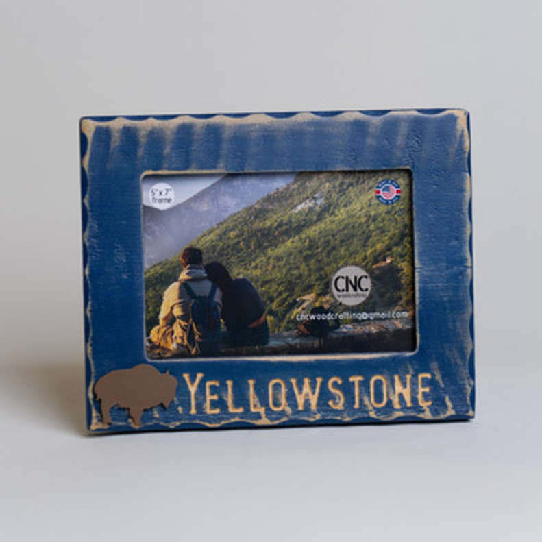 5x7 Horizontal Frame Yellowstone Buffalo Blue