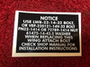 Raytheon Placard Instruction Wing Attach Bolt Decal PN 91-110021-1, 50-120218