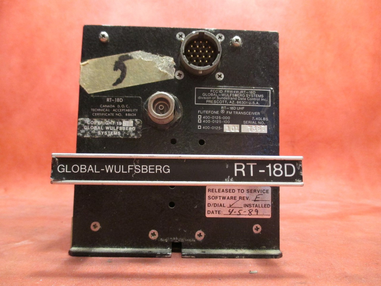 Global Wulfsberg System RT-18D FM Transceiver PN 400-0125-101 ...