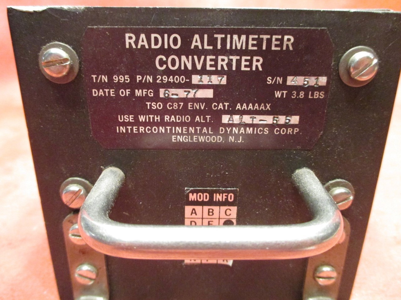 Intercontinental Dynamics Radio Altimeter Converter PN 29400117
