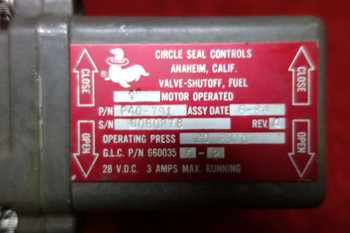 Circle Seal Controls Fuel Shutoff Valve 28V PN P40-791, 660035-5-2