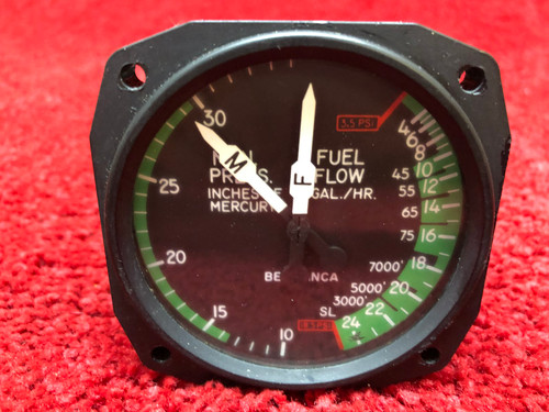 Aircraft Instrument & Development Manifold & Fuel Flow Pressure Gauge PN 196756