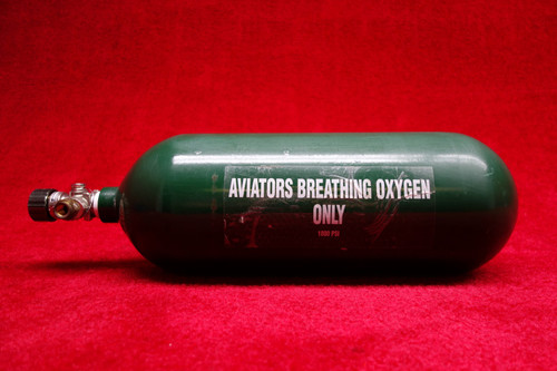 Aerospace Turbine Rotables, B/E Aerospace, Puritan-Bennett Aero Systems Aviators Breathing Oxygen Cylinder W/ Valve PN 176531-35 170530-05