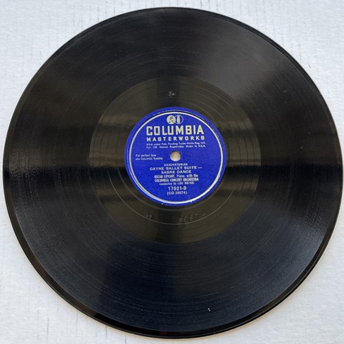 Oscar Levant Gayne Ballet Suite — Sabre Dance / Lullaby 78 RPM Columbia 17521 Oscar Levant Gayne Ballet Suite — Sabre Dance / Lullaby 78 RPM Columbia 17521