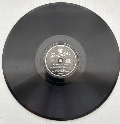 Tony Martin  To Each His Own / I'll See You in My Dreams 78 RPM Popular 3022