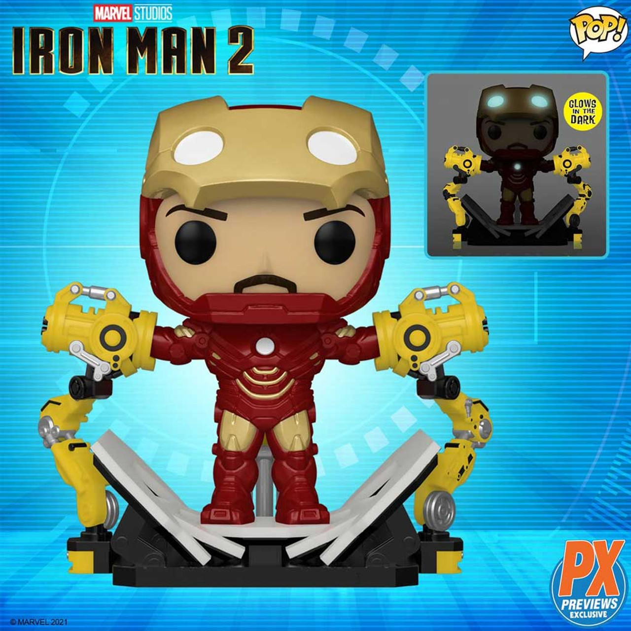 Iron Man 2 MK IV with Gantry Glow-in-the-Dark 6-Inch Deluxe Pop! Vinyl  Figure #905