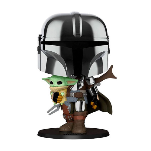 Star Wars The Mandalorian Chrome Armor Carrying Child 10-Inch Pop! Vinyl Figure #345