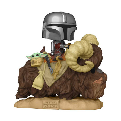 Star Wars The Mandalorian Mando on Bantha with Child in Bag  Deluxe Pop! Vinyl Figure #416