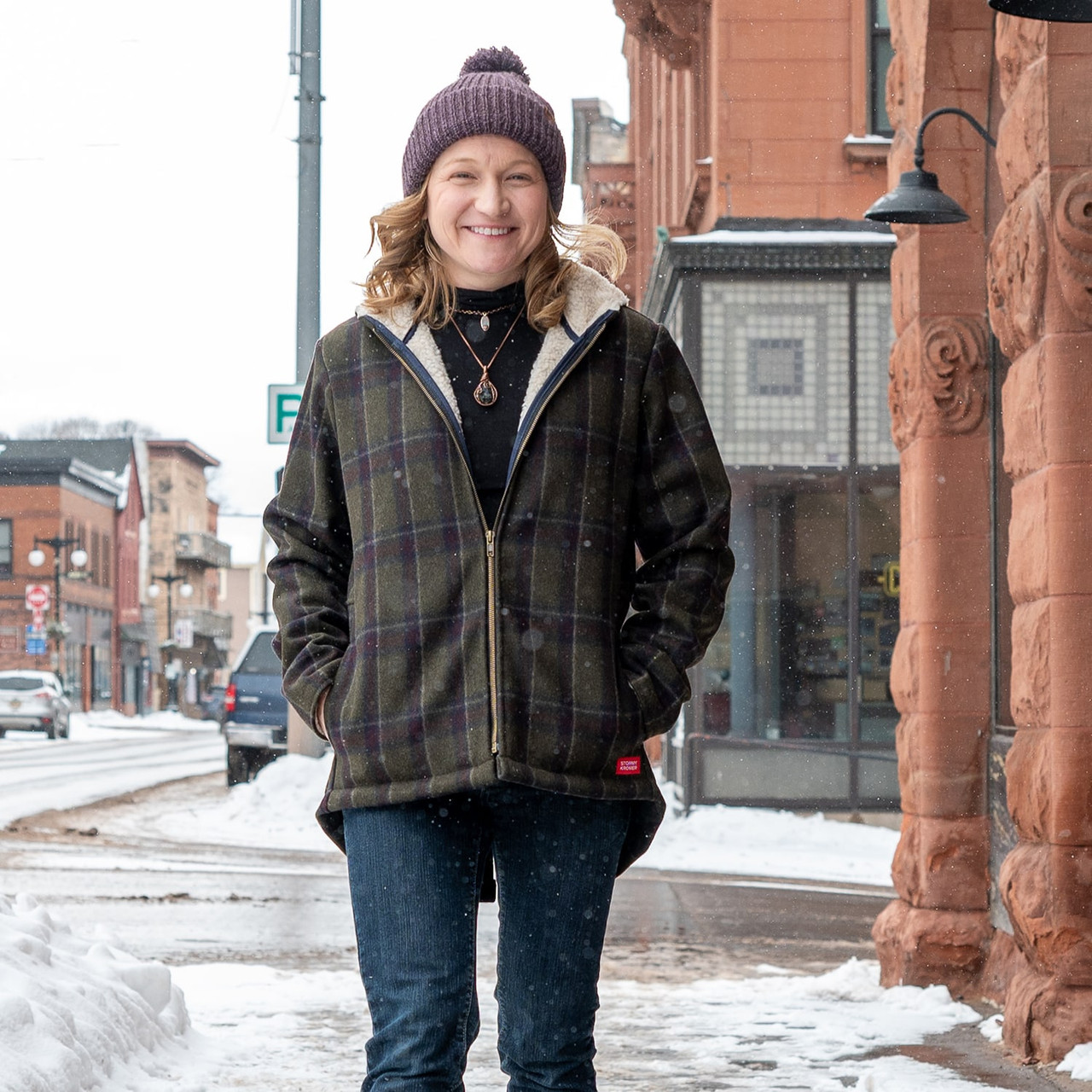 Women's Swallowtail Jacket - Warm Hooded Plaid Jacket