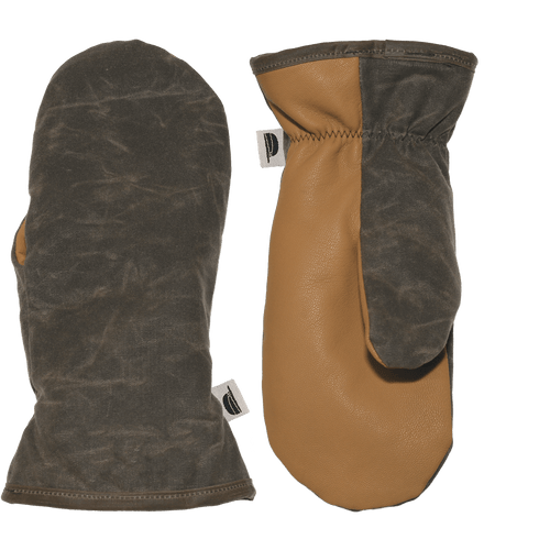 Waxed Tough Mitts in Dark Oak with leather palms.
