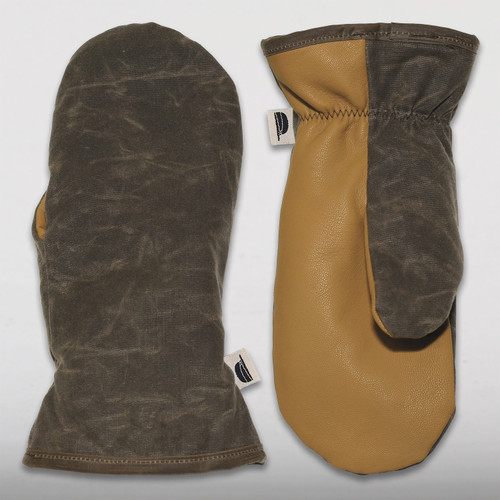 Waxed Tough Mitts in Dark Oak with leather palms.