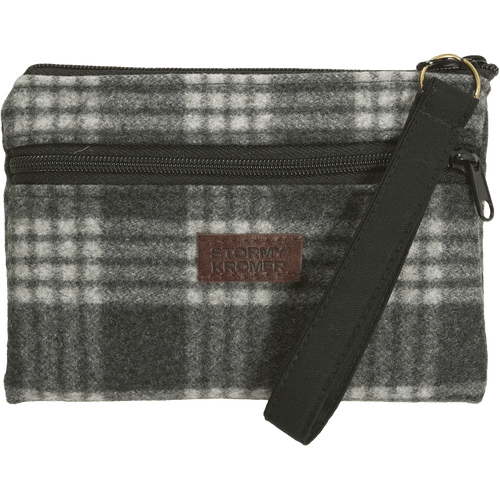 The Wool Wristlet in gray/white tartan plaid.
