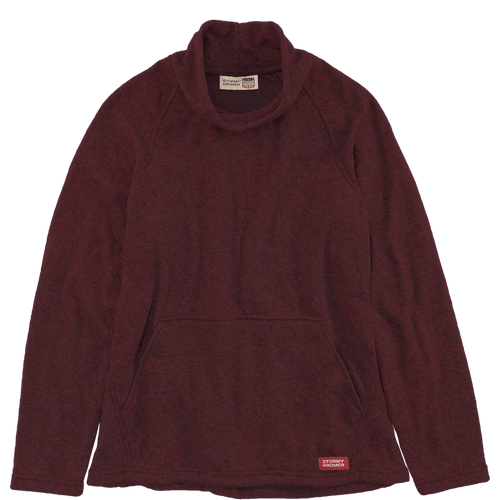 The Fireside Pullover in Burgundy front view.