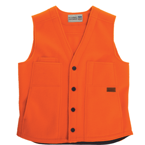 Front view of the Button Vest: A traditional button-front wool vest with large patch pockets on the front. Front view of the Button Vest: A traditional button-front wool vest with large patch pockets on the front.