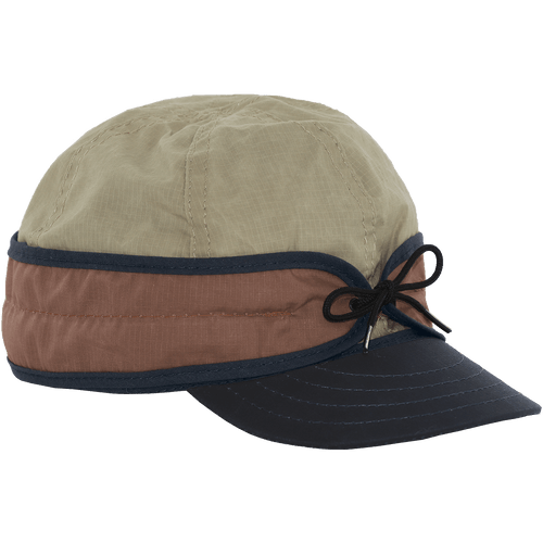 Our Adjustable Trail Cap in the color Stone/Red Clay/Navy.