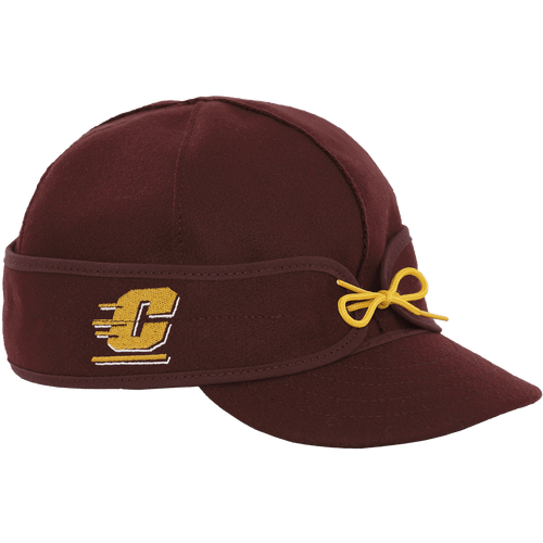 A dark red cap with the Central Michigan logo embroidered on the earband.