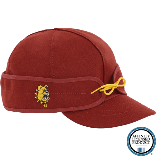 A red cap with the Ferris State logo embroidered on the earband. A red cap with the Ferris State logo embroidered on the earband.
