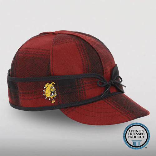 A red/black plaid cap with the Ferris State logo embroidered on the earband.