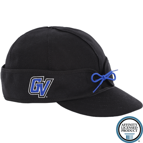 A black cap with the Grand Valley State logo embroidered on the earband. A black cap with the Grand Valley State logo embroidered on the earband.