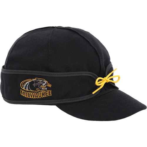 A black cap with the UW-Milwaukee logo embroidered on the earband.
