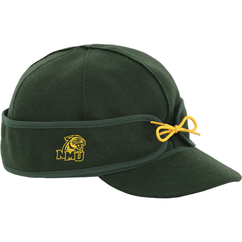 A dark green cap with the NMU logo embroidered on the earband.