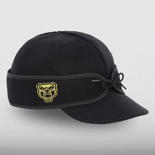 A black cap with the Oakland University logo embroidered on the earband.