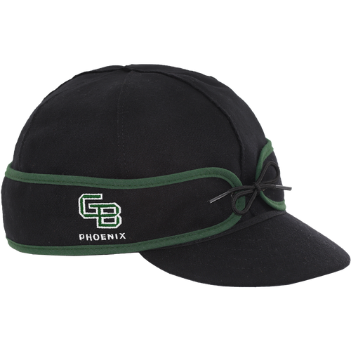 A black cap with the UW-Green Bay logo embroidered on the earband. A black cap with the UW-Green Bay logo embroidered on the earband.