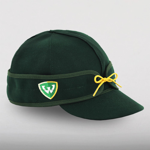 A dark green cap with the Wayne State logo embroidered on the earband.
