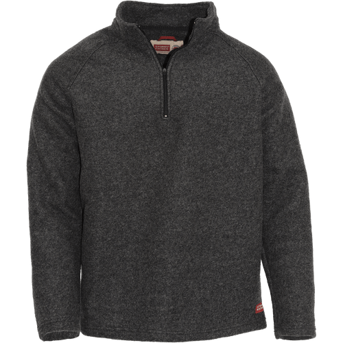Wool Pullover with a quarterzip in dark charcoal