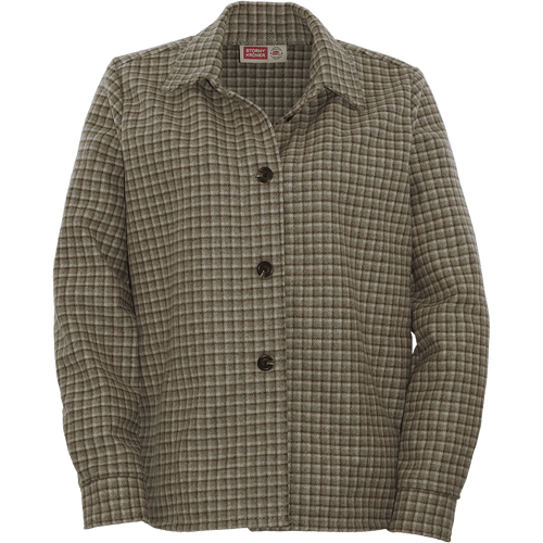 Ladies Cottage Overshirt in Gull with brown buttons on front and collar