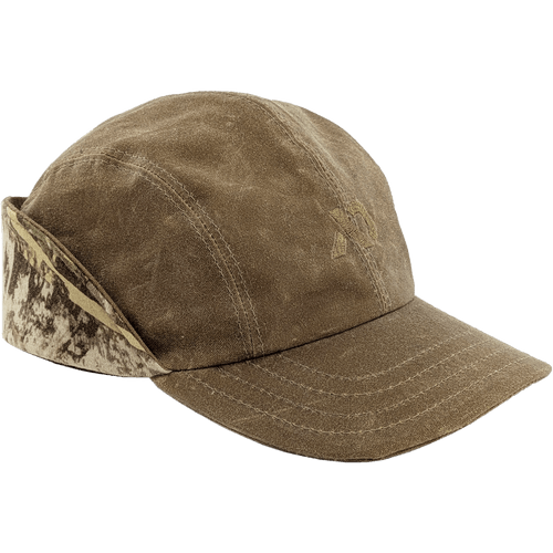 First Lite tan waxed cotton cap with Typha pattern lining First Lite tan waxed cotton cap with Typha pattern lining