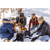 Family playing outside in the winter
