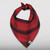Red and Black plaid bandana tied with a knot